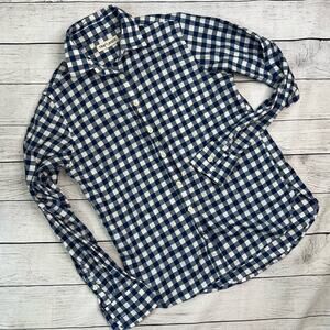 Tradlands Women's Marine Cotton Blue Gingham Plaid Buttoned Shirt Size XXS